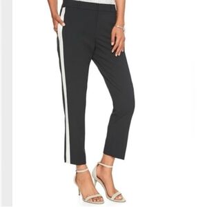 Banana Republic Black Pants Light Grey Side Stripe Tuxedo Ankle Medium